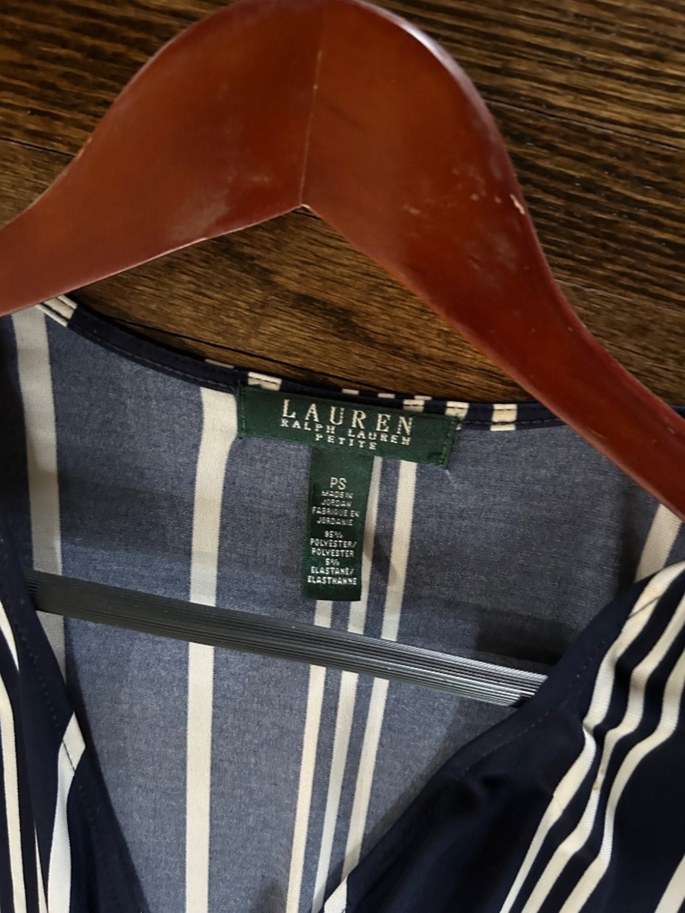 Flattering navy blue and white stripped jumpsuit romper by Ralph Lauren short - Picture 4 of 4